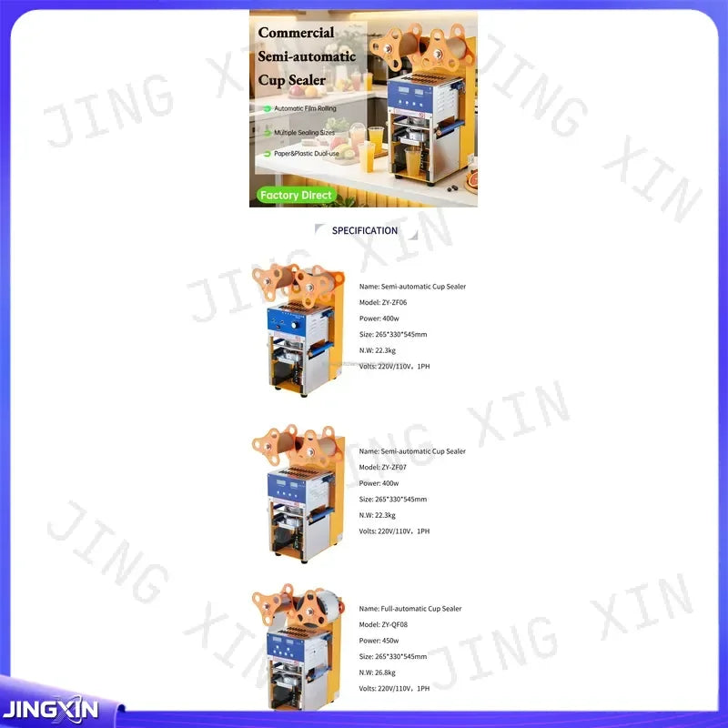 Commercial Plastic Cup Sealing Machine for Bubble Tea 95 90 75 70mm Semi-automatic Sealer