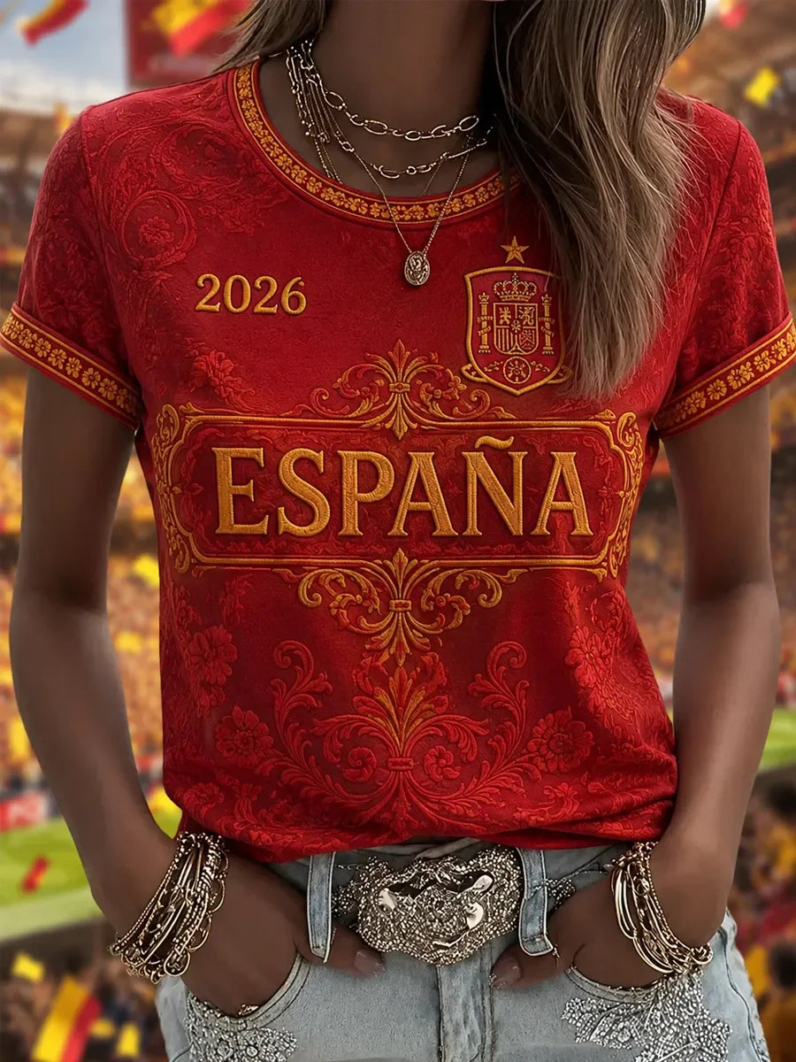 2026 Edition Spanish Fans Football Training T-Shirt - 3D Digital Printing - Comfortable and Breathable - Family Clothing