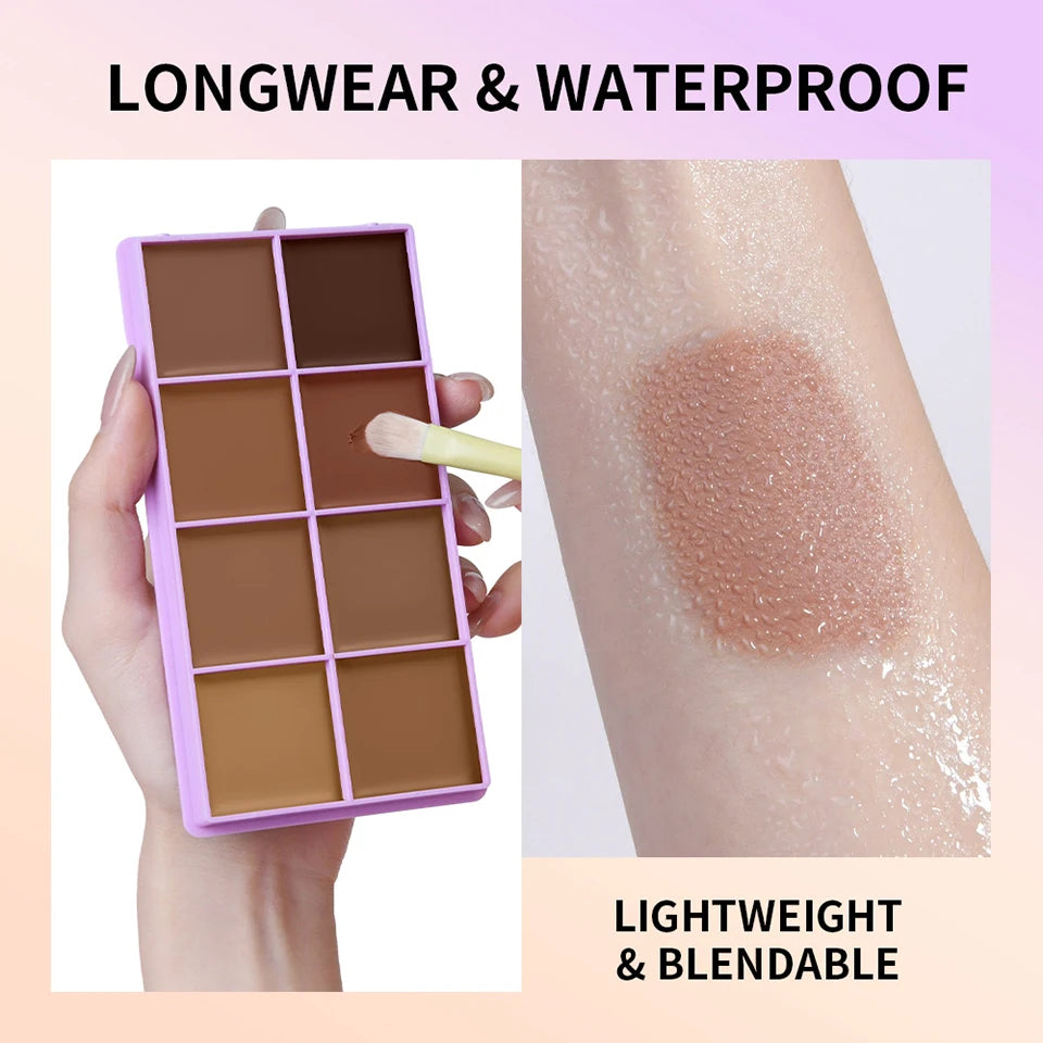 8 Shade Soft Matte Cream Concealer Palette Full Coverage Fade Dark Circles Blemishes Waterproof Long Lasting Oil Control Makeup