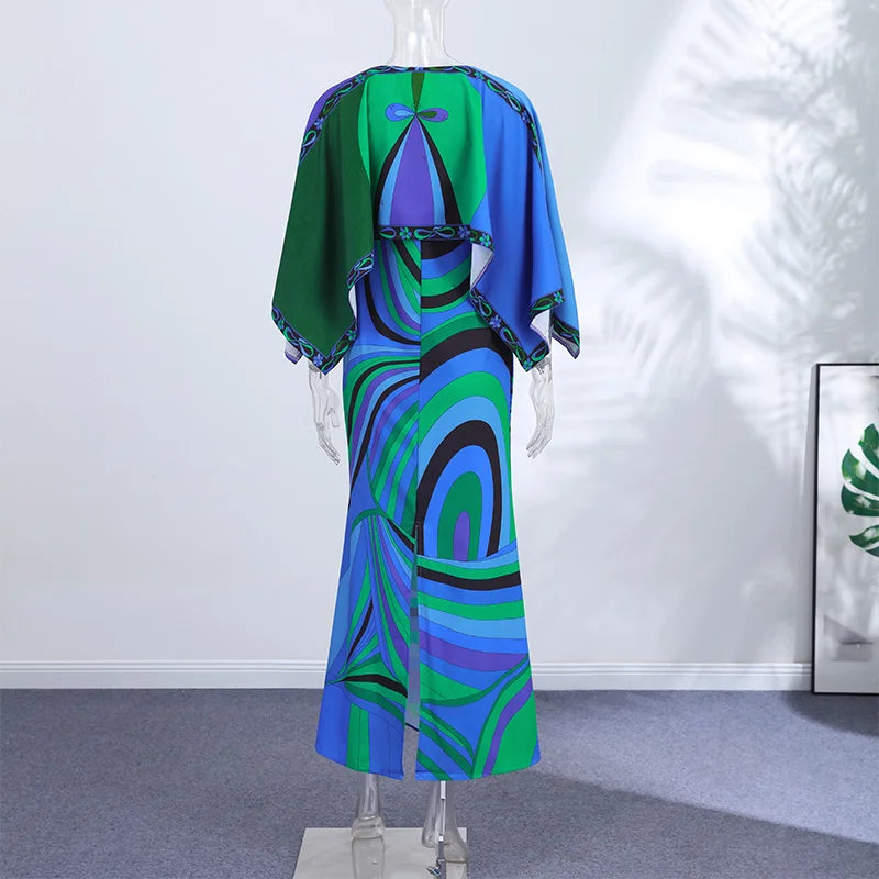 Bohemian Printed Shirt Skirt Suits Women Vintage Irregular Long Sleeve Top Female Sets High Waisted Long Skirt Ladies Outfits