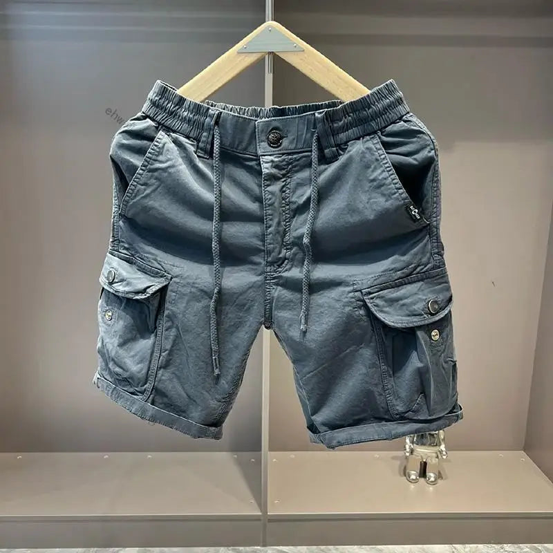 2025 Summer Work Shorts for Men Casual Multi-pocket Loose Elastic Five Points
