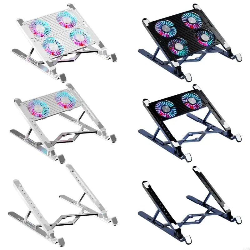 LED Laptop Cooling Pad Gaming Laptop Coolers Laptop Fan Cooling Stand with Quiet Cooling Fan Folding Bracket for Laptop