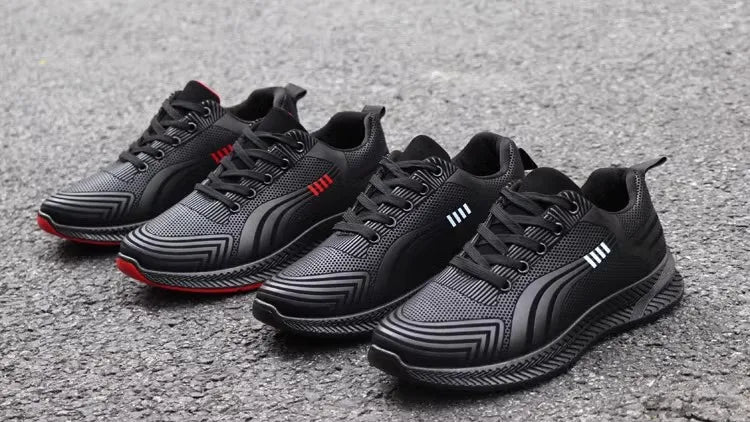 Waterproof Men's Sneakers Casual Running Shoes Soft Bottom Black Leather Sports Shoes