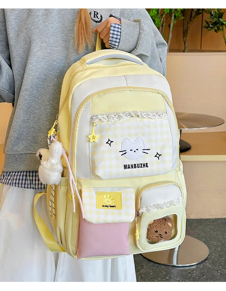 Girl School Bag Backpack Back Pack For Teenager Women Children Female Pink Schoolbag Primary High Bagpack Class Teens Child Kids