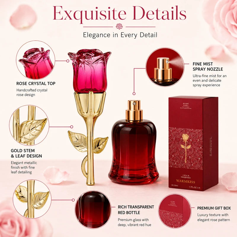 WARMKISS Midnight Rose Women Perfume Long Lasting Fresh Eau De Parfum 50ml Natural Floral Niche Scent For Romantic Date