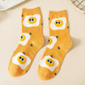 1/5 Pairs Burger Fries Fried Egg Donut Cute Cartoon Anime Breathable Fashion Mid-Calf Socks Unisex
