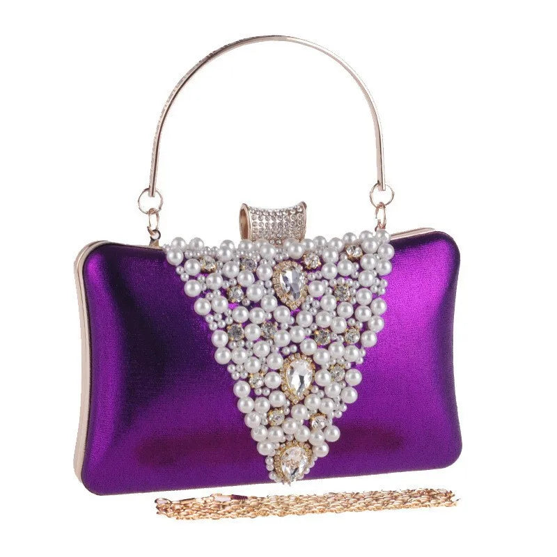Women's Diamond Dinner Bag Portable Party Banquet Pearl Cheongsam Dress Fashion Rhinestone Handheld Clutch Bag Bolsas Grife Luxo