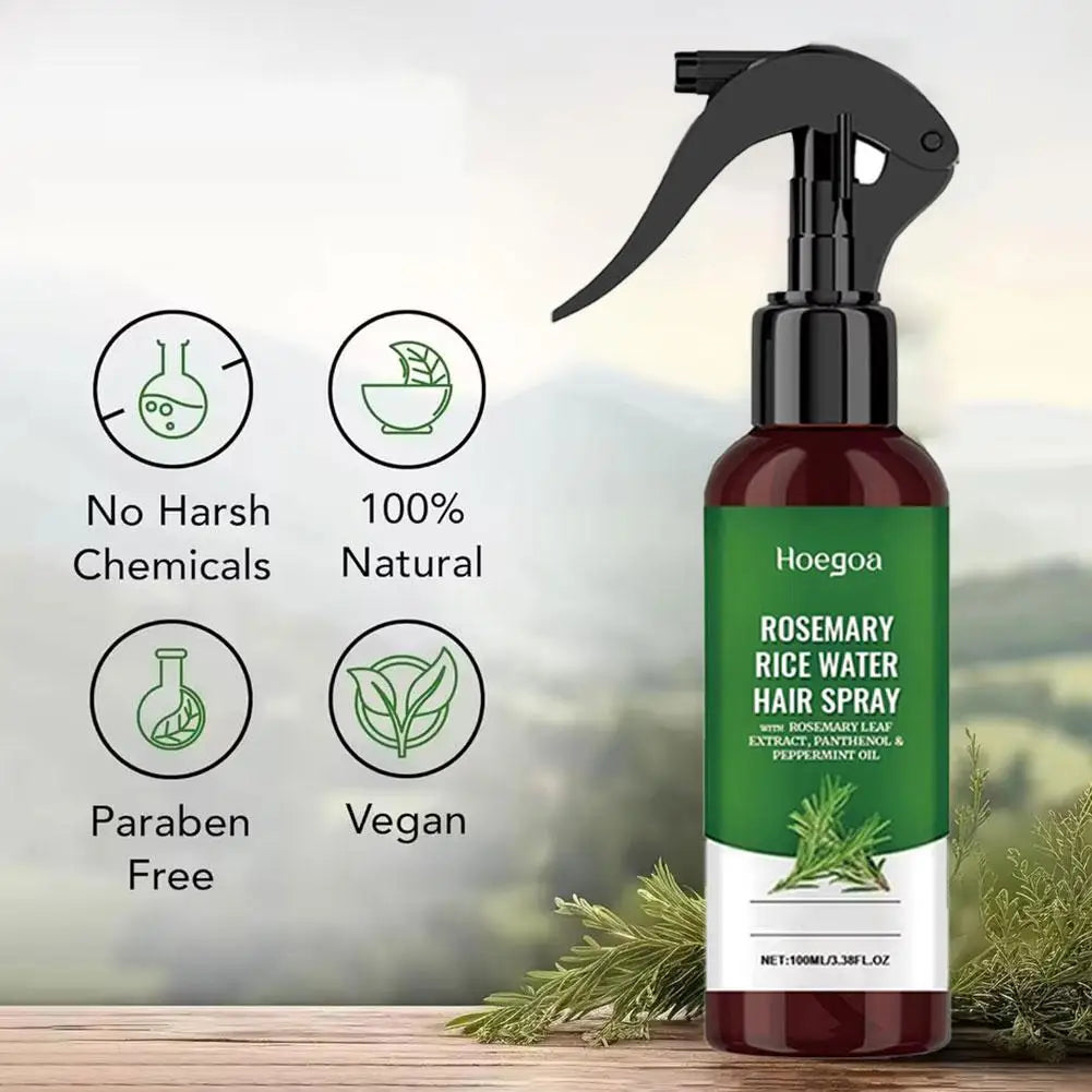 Rosemary Rice Water Hair Growth Spray with Peppermint Biotin Advanced Scalp Treatment for Thinning Hair Regrowth for Men & Women