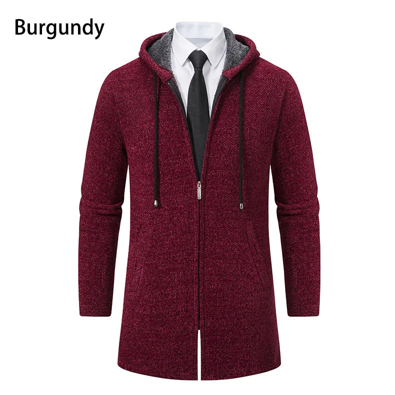 Men's Knitted Cardigan Casual Hooded Coat Slim Fit Autumn and Winter New Sweater Coat Men's Sweater