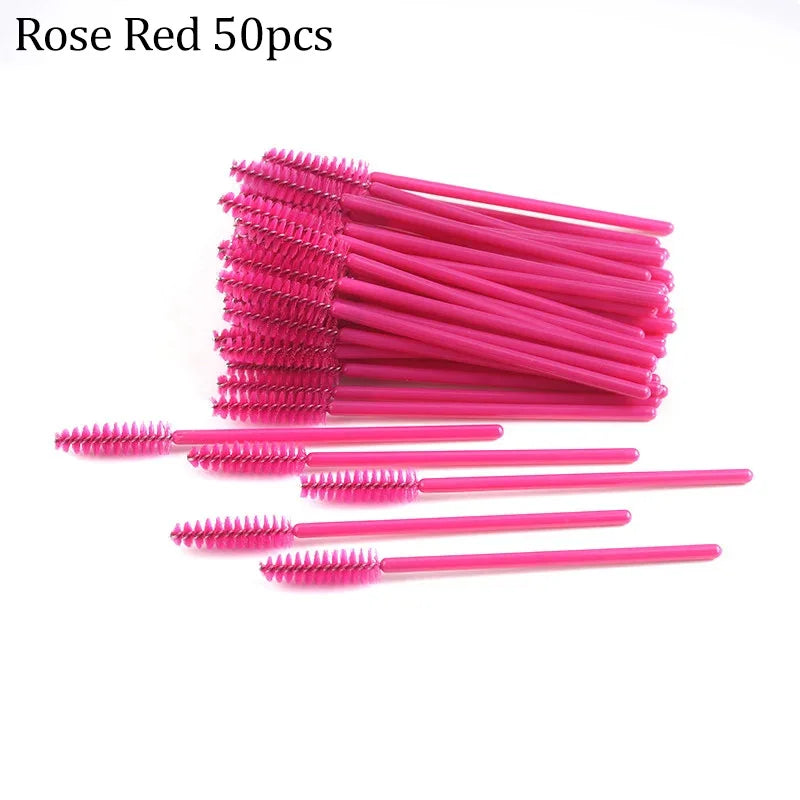 50pcs Eyelash Brushes Reusable Mascara Wands Applicator Spoolers for False EyeLashes Extension Women Lashes Cosmetic Supplies