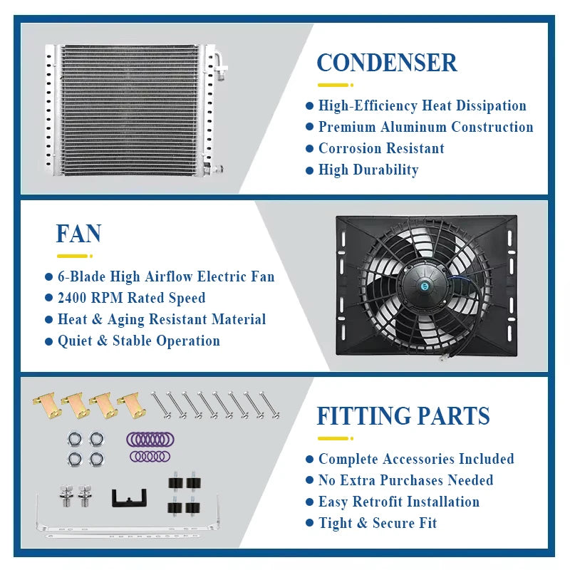 Universal 406‑4 Holes 12V/24V 3400Kcal Electric Auto A/C Compressor Evaporator Assembly  Air Conditioning System for Car Truck