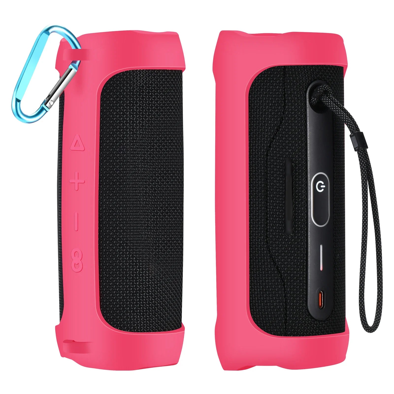 For JBL Flip 6/Flip 5 Silicone Travel Carrying Pouch with Carabiner Waterproof Portable Speaker Protective Case Adjustable Strap