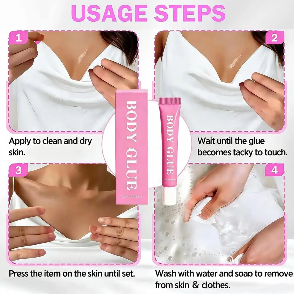 20ML Body Adhesive GlueSweat Proof Water Wash Skin Adhesive Tape Alternative Fabric Safe Liquid Glue for Strapless Dress Bras