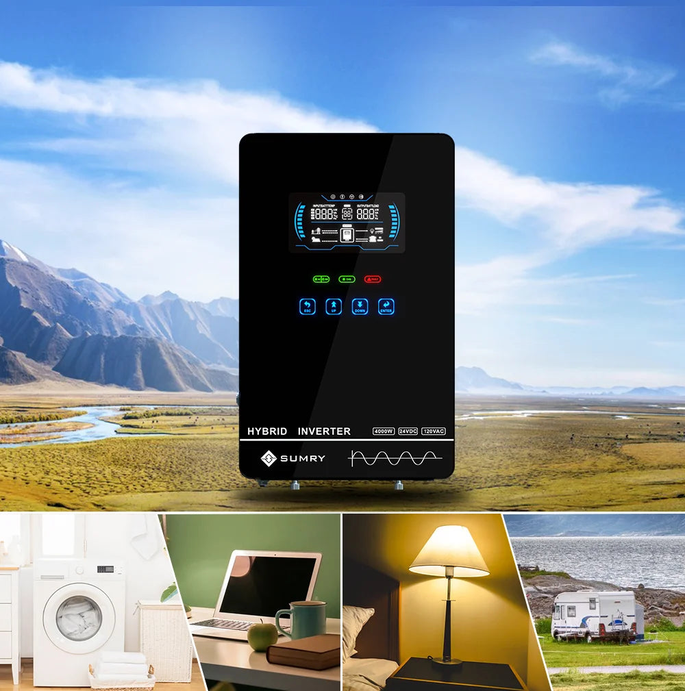 Sumry 4kw Hybrid Inverter Off Grid Pure Sine Wave Solar Inverter 24V 140A 5600W 50Hz/60Hz for 6.25 Inch LCD Display