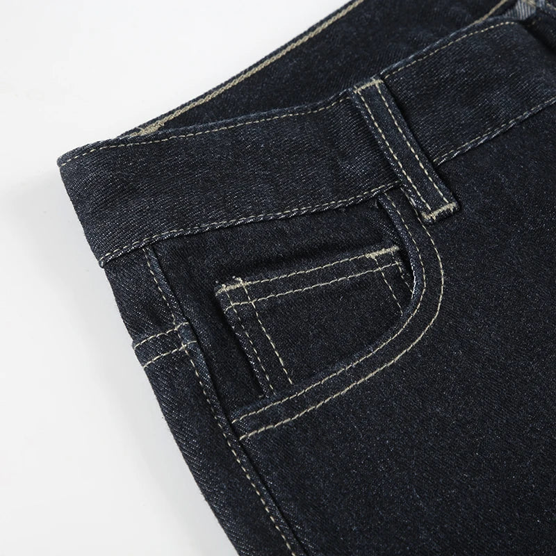 Women's Slim Fit Flared Jeans Y2K Vintage Low Rise Stretch Denim Pants with Embroidery Distressed Style for Everyday Outfits