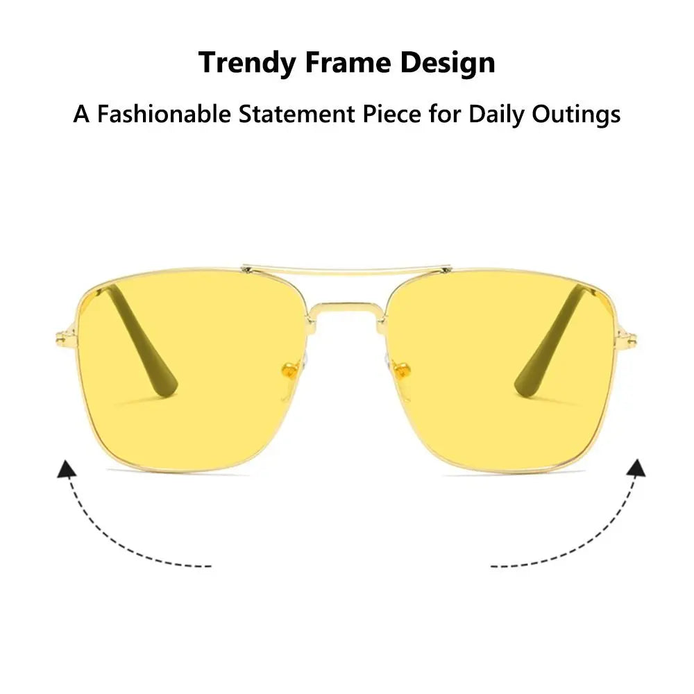 1 Pcs Trendy Metal Double Bridge Fishing Sunglasses Colored UV400 Ocean Lens Shades Square Metal Sunglasses for Men & Women