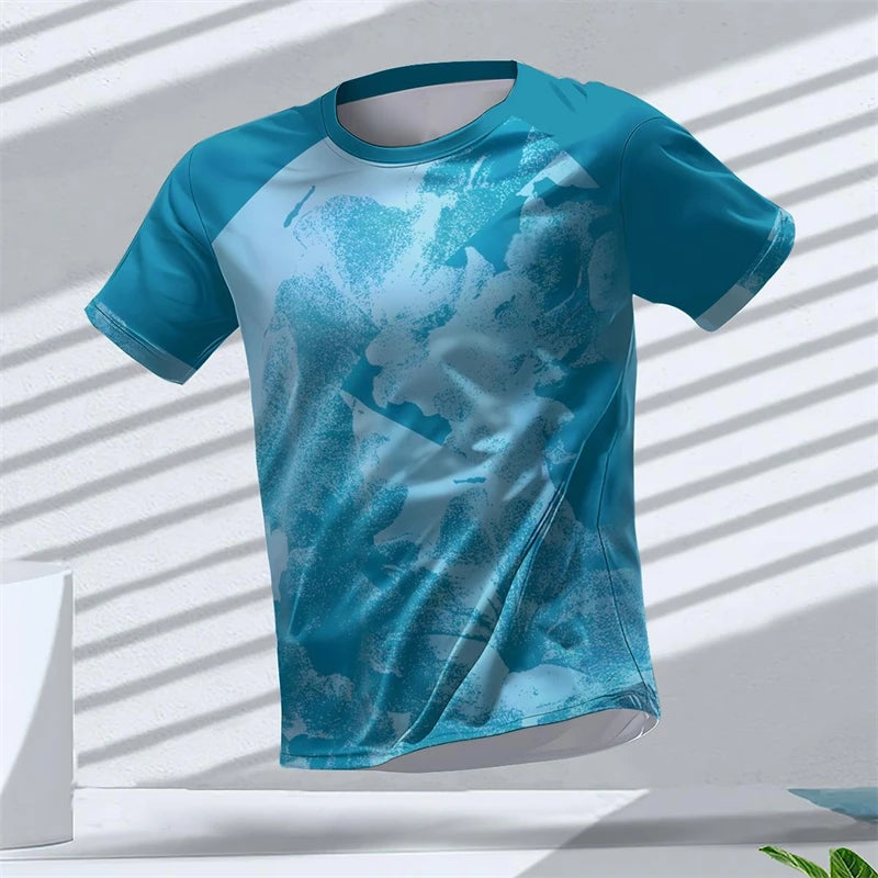 Geometric Graphic 3D Printed Sports T Shirts Summer Casual Running Table Tennis T-shirts Trendy Streetwear Mens Tees Fashion