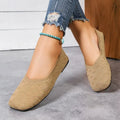 New 2026 Spring/autumn Square Toe Flat Office Boat Solid Color Knitted Slip on Shoes Casual Ballet Flats Shoes Women Loafers
