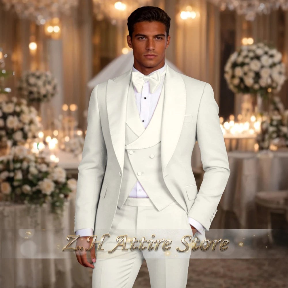Elegant Pink Men's 3pcs Suit Spliced Satin Lapel Jacket Vest Pants Custom-Made Set for Wedding Groom Cocktail Birthday Party