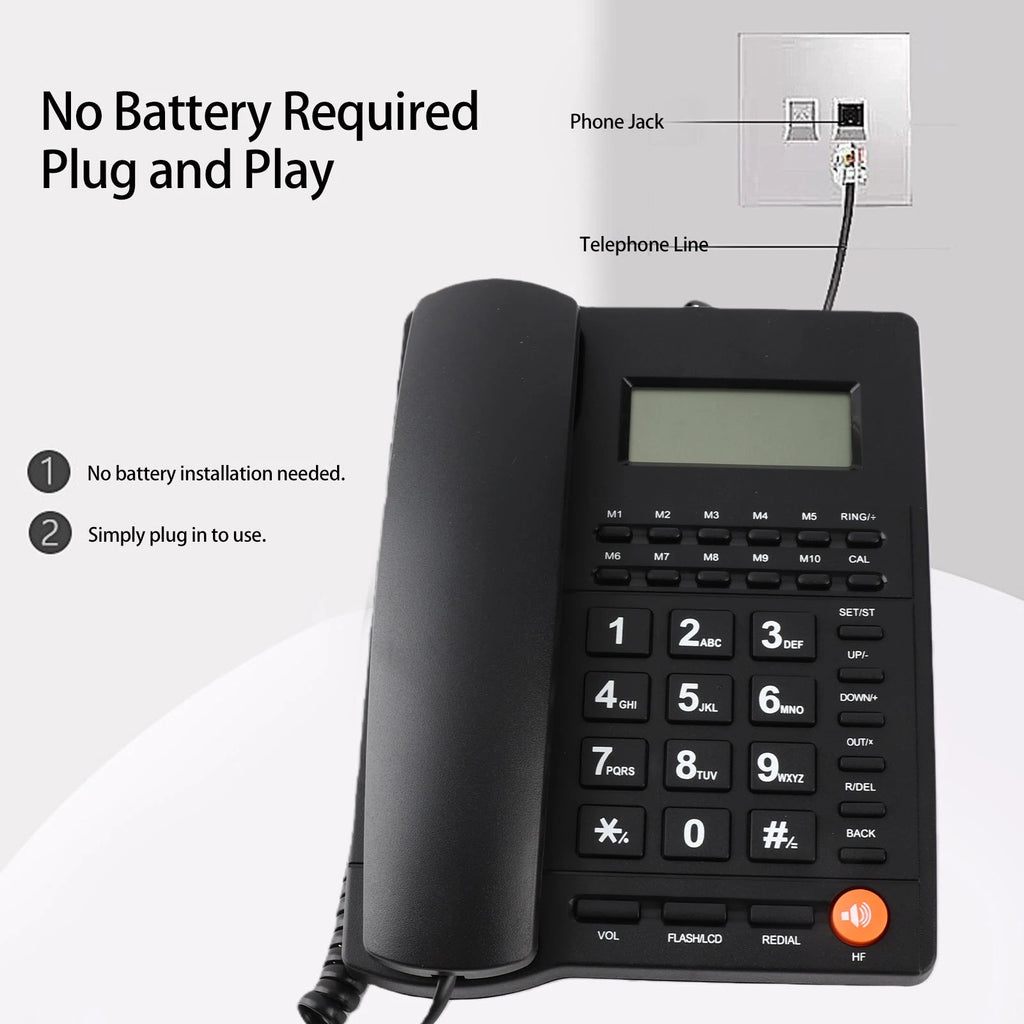 Corded Desk Telephone Corded Landline Phone Caller ID Hotel Home Phone Large Key Telephone with Speaker Clear Display Home Phone