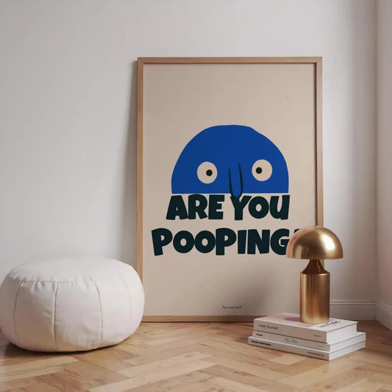 Funny Bathroom Wall Art - Funky Quote Toilet Wall Art, Trendy Blue Bathroom Print, Retro Wall Art, Dopamine Decor, Funny Gift