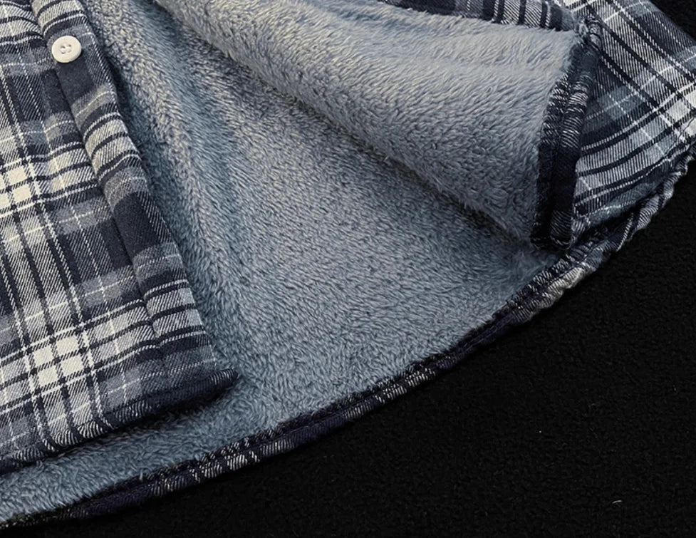 New 2026 Autumn and Winter Plus Velvet Thick Warm Plaid Shirt Men's Long Sleeved Japanese Retro Trend Loose Casual Shirt Jacket