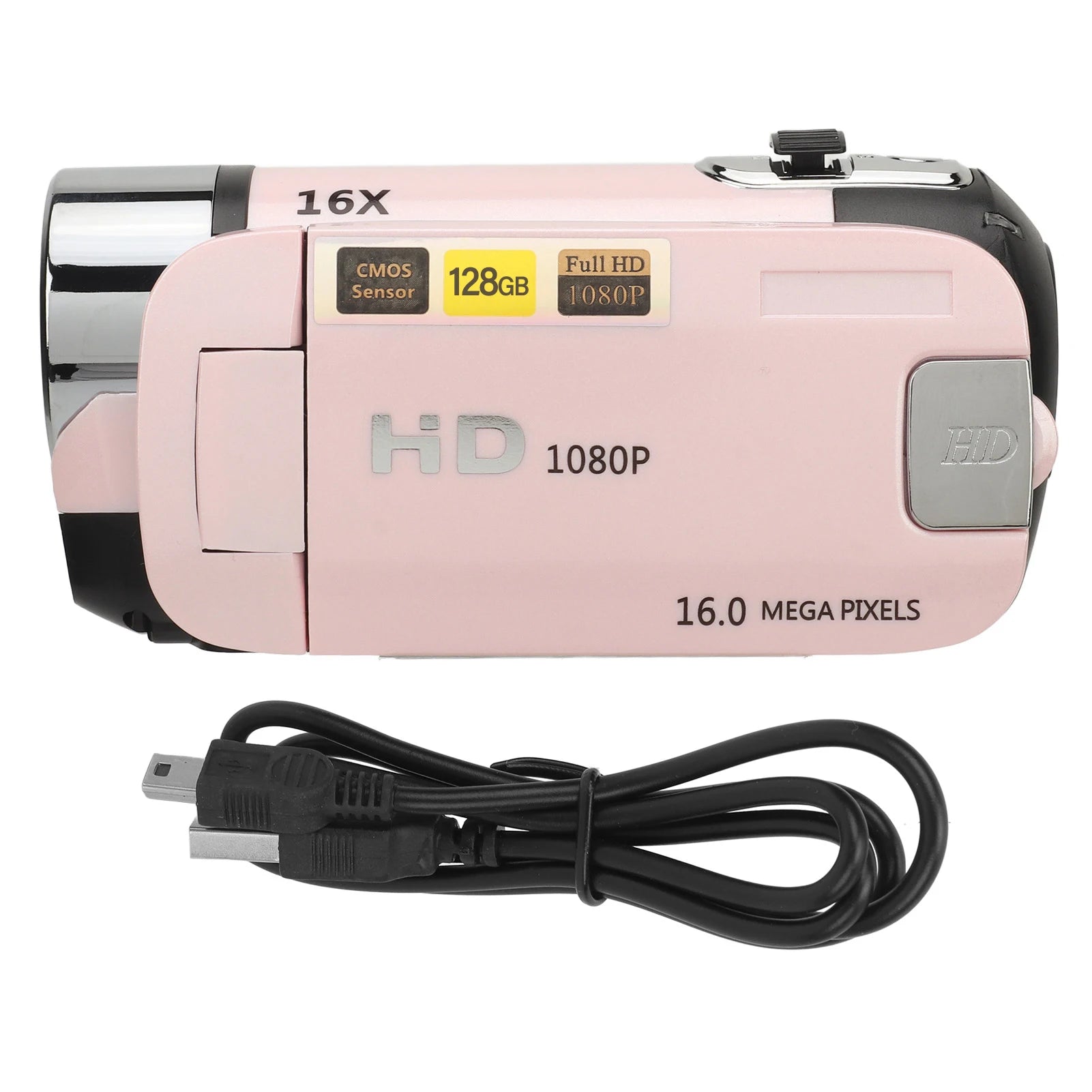 16MP Digital Camera HD Video Camcorder 2.4 Inch Rotatable Screen 16X Digital Zoom Video Camera Recorder USB Connection Port