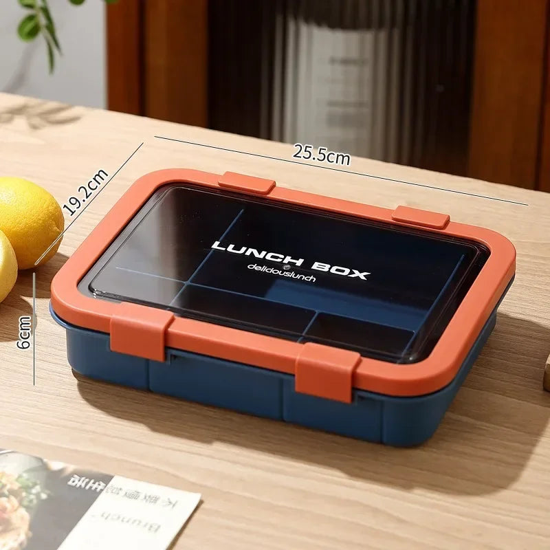 1500ML Bento Box Portable Lunch Box Kids Students Office Lunch Box with Spoon Fork Leakproof Microwavable Food Storage Container