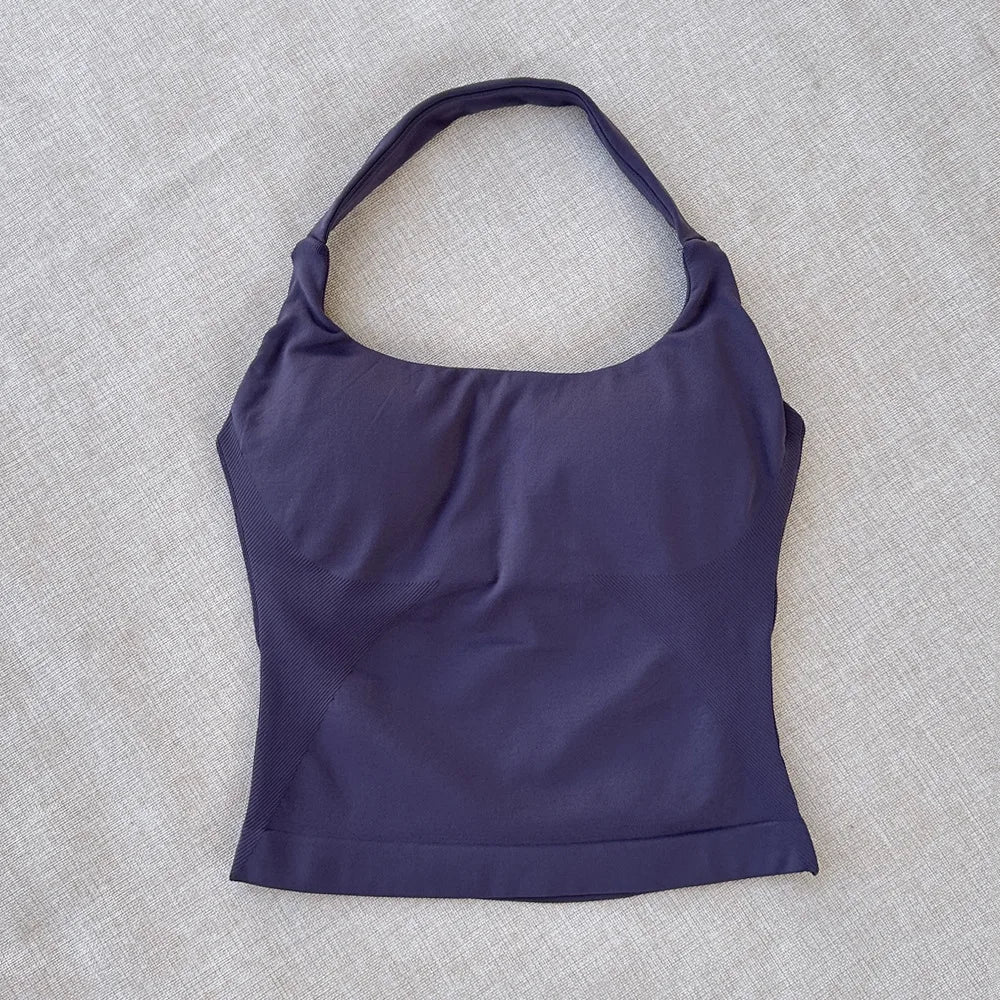 DL 0GO Longline Strappy Top Gym Sports Top Women Seamless Yoga Tank Sportswear Gym Clothing Running Workout Halter