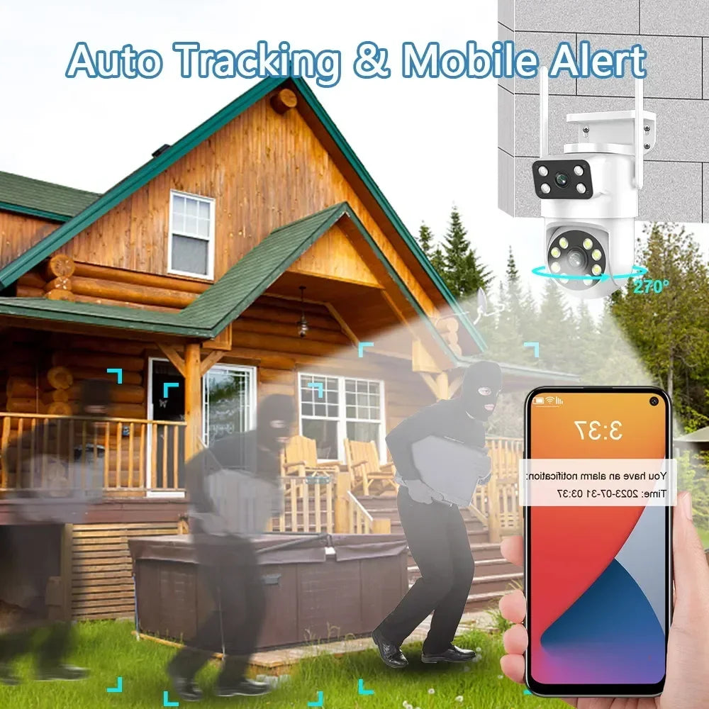4K 8MP  Tuya Dual Lens PTZ WIFI Camera Full HD Dual Screen Ai Human Auto Tracking Outdoor 4MP Security Video Surveillance Camera