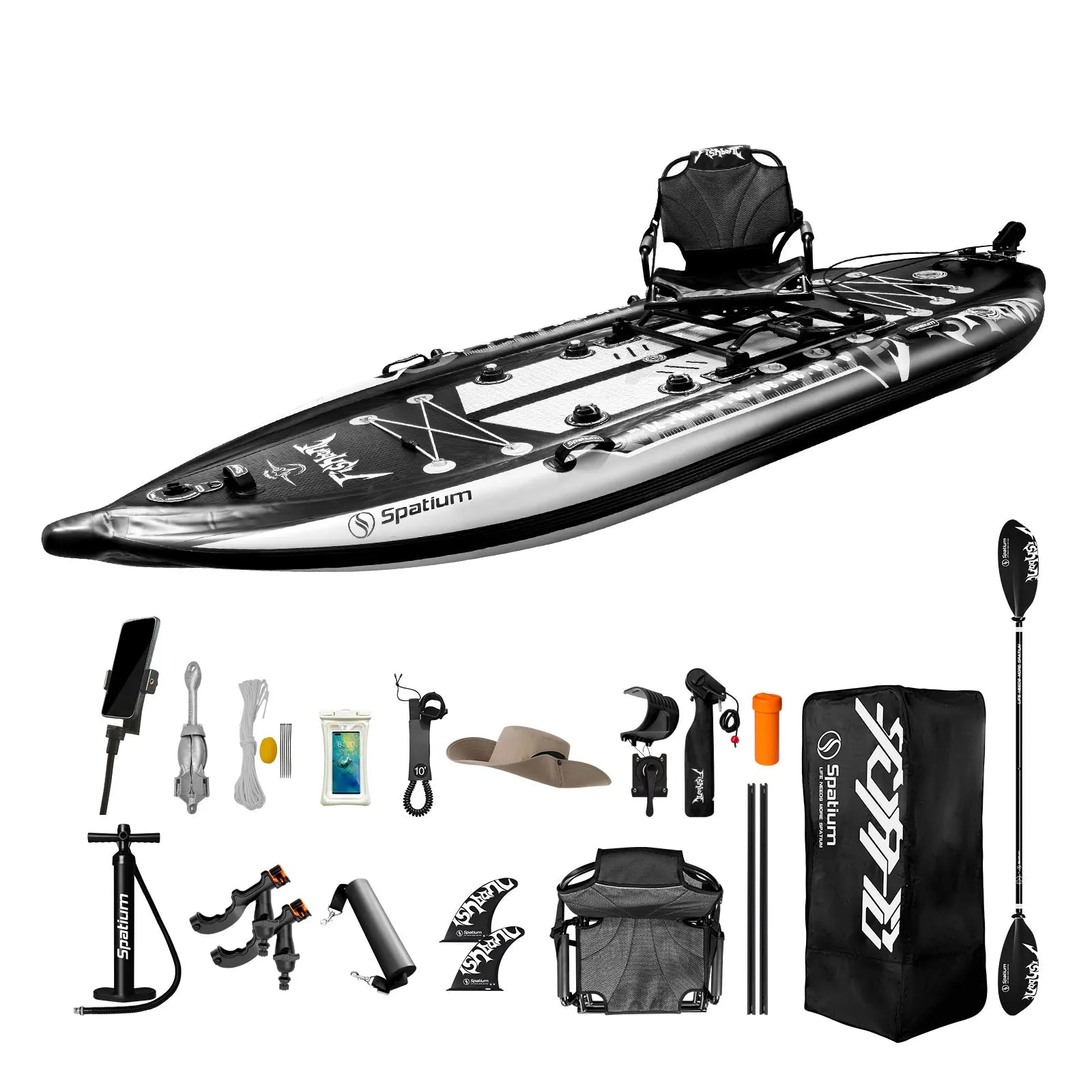 Spatium Fishing Kayak Fishing Paddle Board SUP Inflatable Stand Up Paddle Board 11'*48"*6", Fishing Boat with Swivel Seat