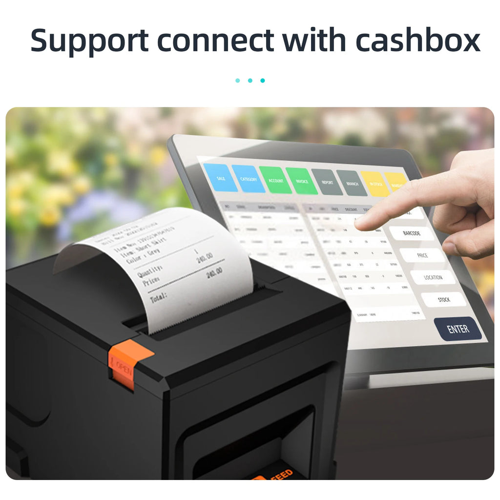 80mm Receipt Printer POS Printer with Auto Cutter Desktop Direct Thermal Printing Support ESC/POS for Restaurant Supermarket