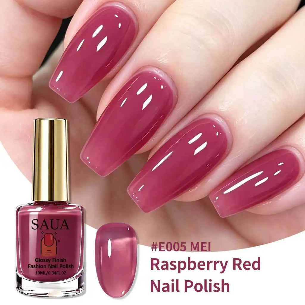 10ML Ice Transparent Plum Color Nail Polish, Berry Rose , No UV Lamp Needed, Long-Lasting, Convenient, Elegant Manicure
