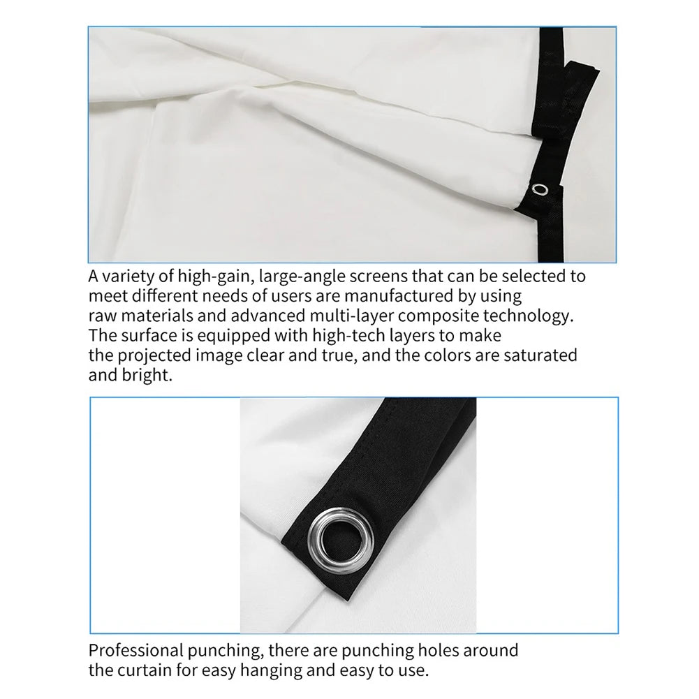 Simple Projector Curtain Home Set Theater Office 16:9 HD Display Projection Screen for Household Bedroom Accessories
