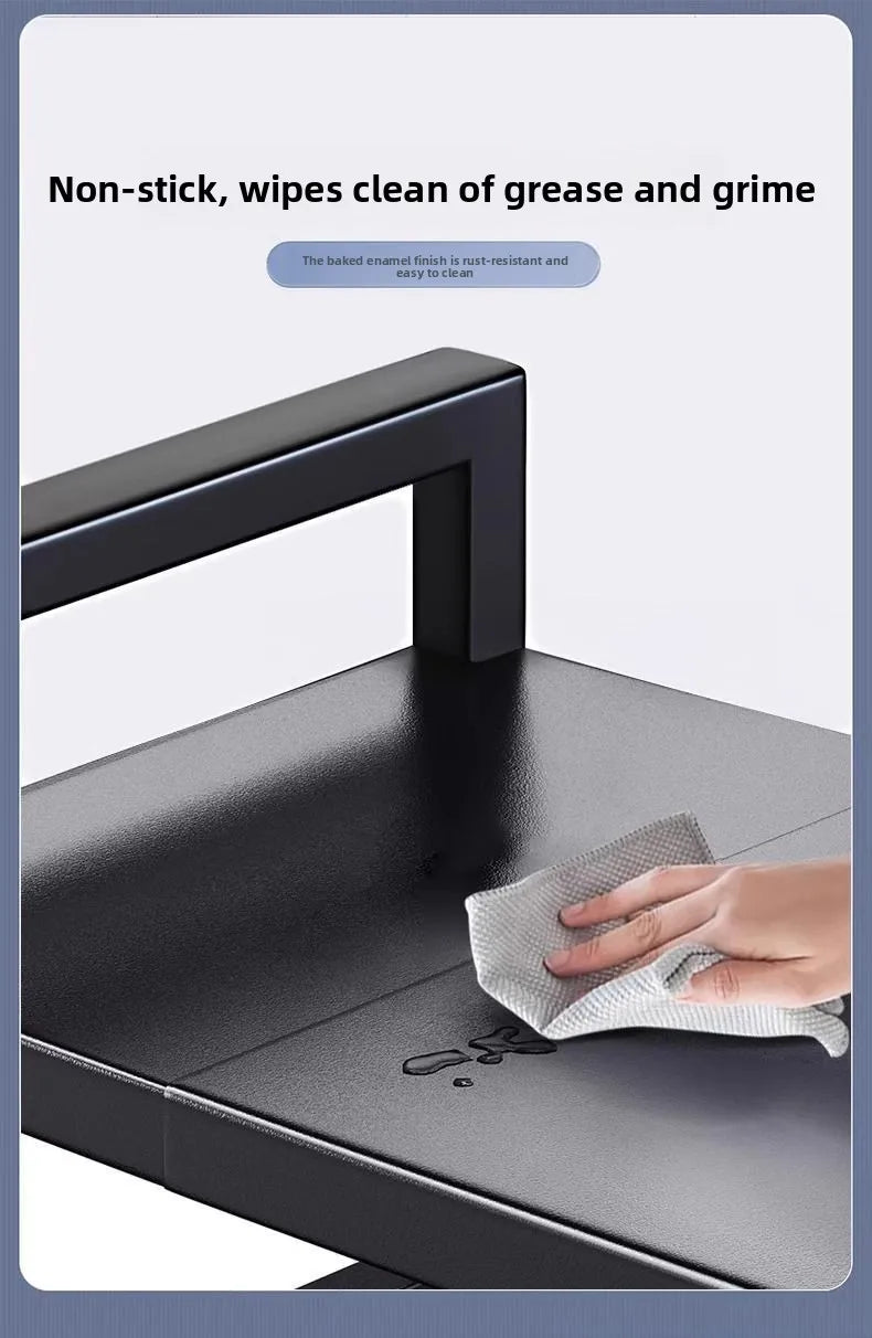 Expandable Kitchen Storage Rack Double Layer Microwave Oven Stand Countertop Holder for Rice Cooker Kitchen Organizer