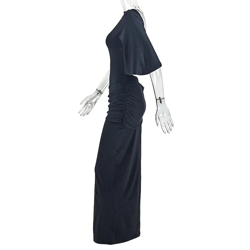 Weird Puss Sexy Split Dress Women Y2K Belt Ribbon Patchwork Backless Short Sleeve Classic Evening Birthday Party Elegant Bodycon