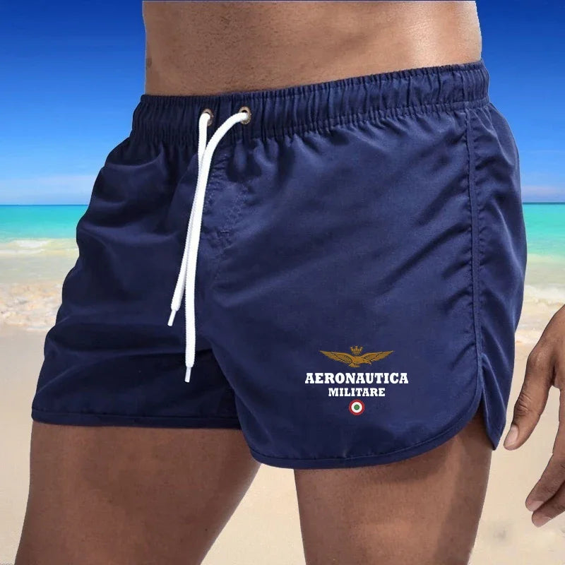 2024 Men's Fashion Printed Swimming Shorts Quick-Drying Beach Suit Breathable Drawstring Pocket