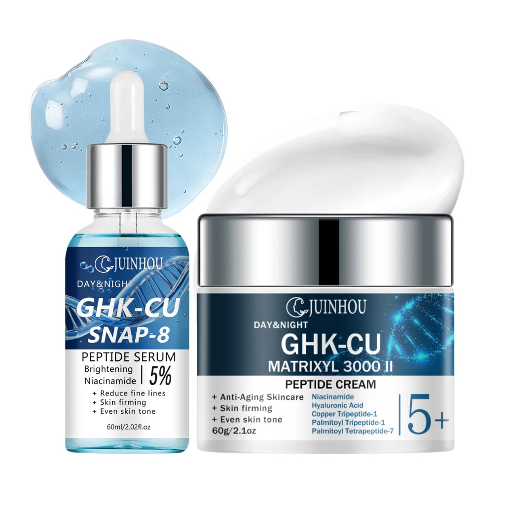 JUINHOU Face Serum Cream Set Blue Copper Peptide SNAP-8 Matrixyl 3000 II Anti Aging Makes Skin Youthful For Mature Facial Skin