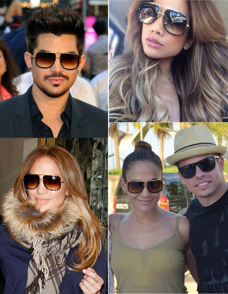 New Fashion Big Frame Sunglasses Men Square Metal Sun Glasses Women Retro Sun Glasses Vintage High Quality