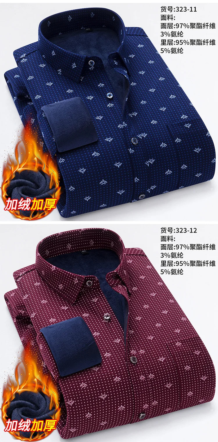 New Men's Autumn Winter Casual Long Sleeve Plaid Shirts Thick Warm Male Casual High Quality Soft Plus Size Business Check Shirts