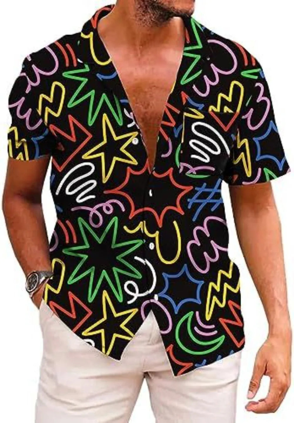 Summer Trendy Hawaiian Men's Palm Beach Shirt Tropical Vacation Clothing