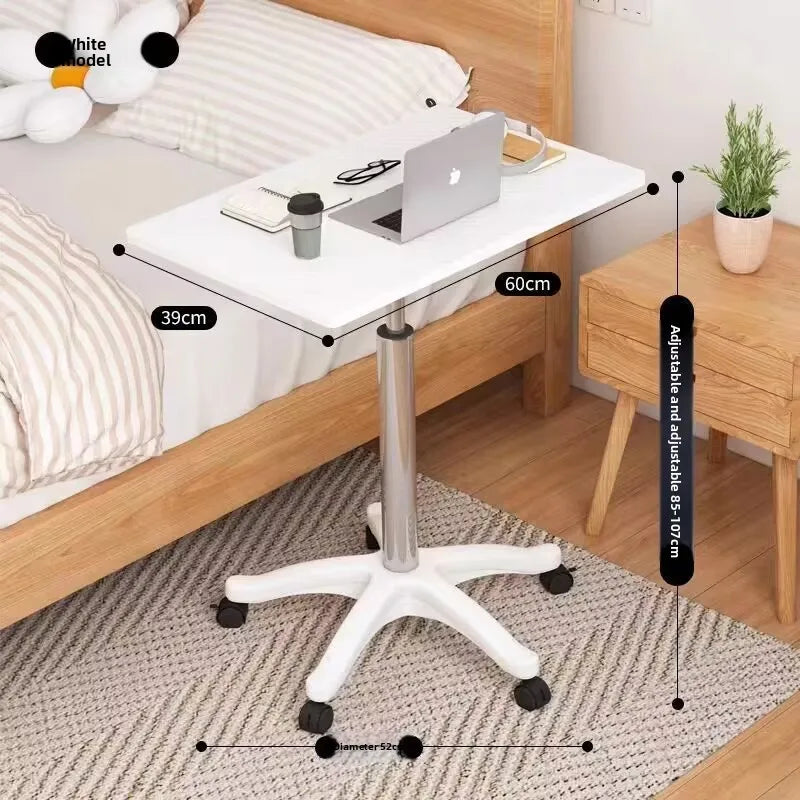 Modern Mobile Adjustable Desk, Dormitory Workstation, Small Bedside Table with Casters, Live Streaming Desk