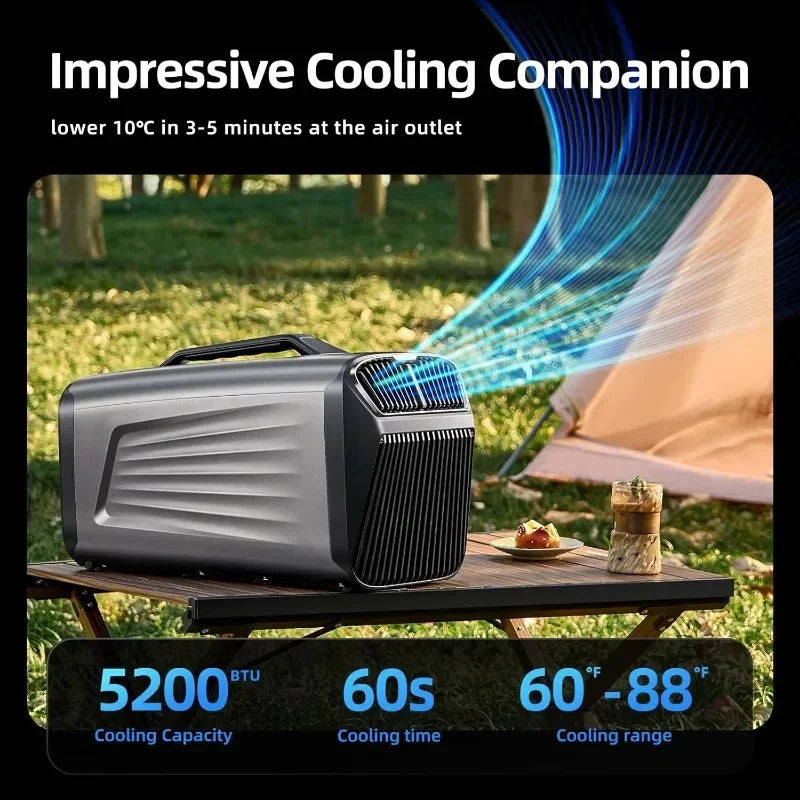 5200BTU Portable Air Conditioner for Tent Low-Power 500W Quiet Indoor & Outdoor Use for Camping RV Truck Garage Pet Cooling