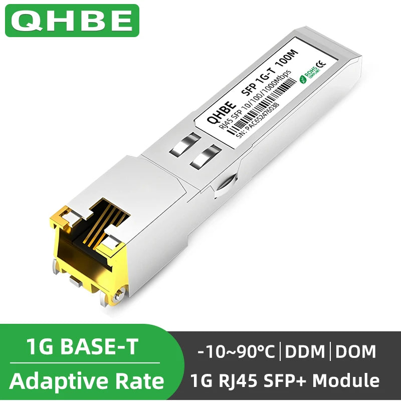Copper RJ45 SFP Module 1G Adaptive transmission rate For Mikrotik/Cisco Switch/Router/Server, 1000BASE-T SFP To RJ45 Transceiver