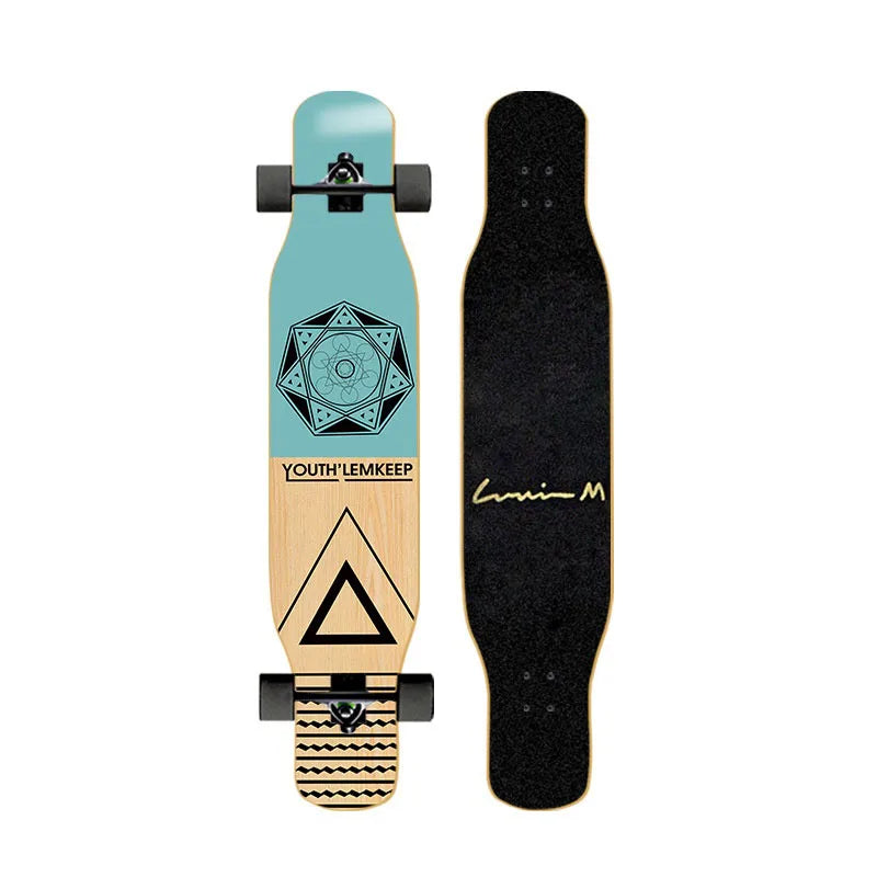 44-inch longboard skateboard for beginners, men, women, adults, professional double-kick dance board, youth maple wood four-whee