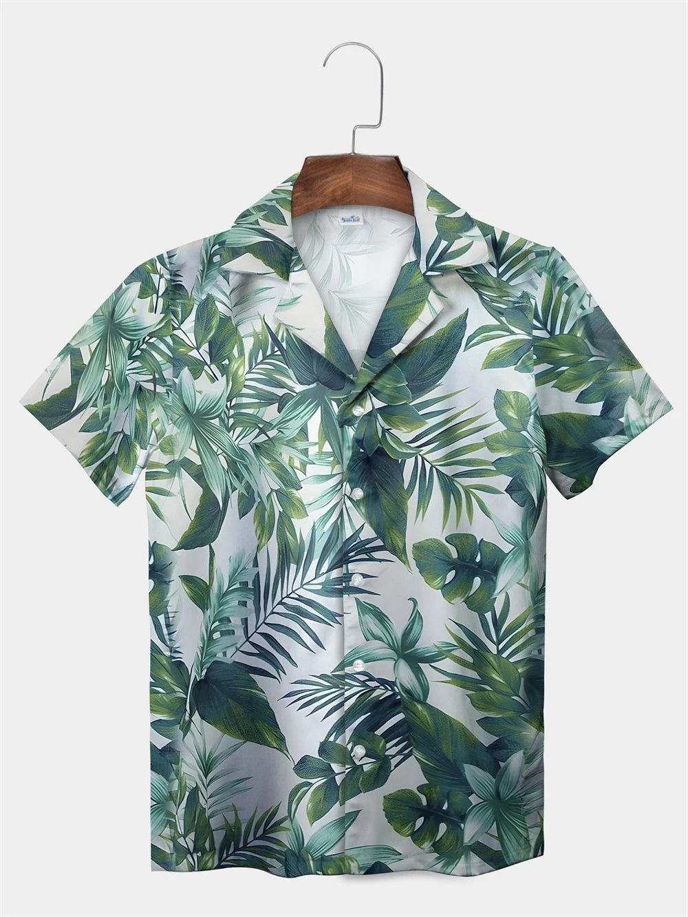Tropical Plant Leaves Palm Tree Leaves Casual Shirt Botanical Print Light Color Shirt Pattern Men's Short Sleeve Hawaiian Shirts
