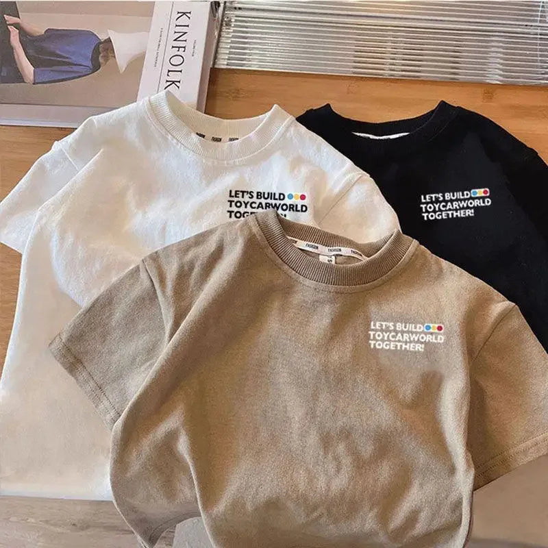 Best-selling Spring/Summer Children's Pure Cotton T-shirt - Fashionable, Soft and Comfortable Clothing for Boys and Girls
