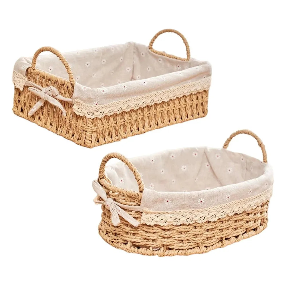 Imitation Rattan Rattan Storage Baskets Vegetable Fruit Multi-Purpose Hand-woven Baskets Toy Storage Home Decoration