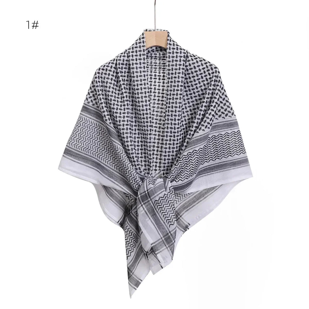 Arab Shemagh Muslim Keffiyeh Head Wrap Tactical Desert Head Neck Scarf Military Shawl Arabic Scarf Headwear with Agal Rope