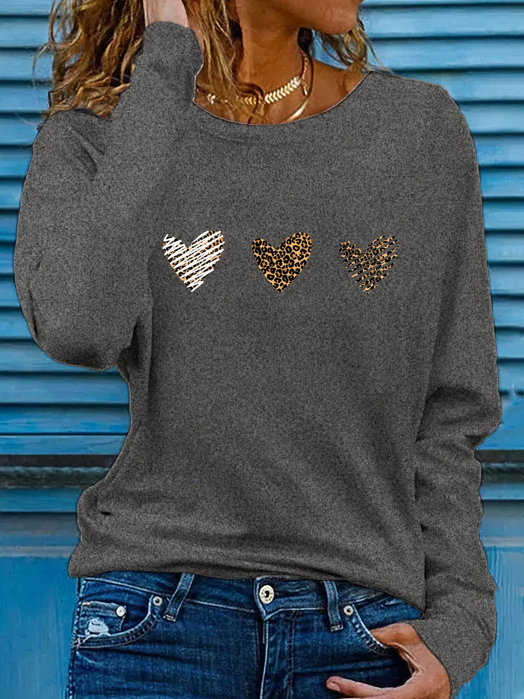 100% pure cotton women's spring and autumn loose casual skull and rose graphic printed long sleeved round neck T-shirt
